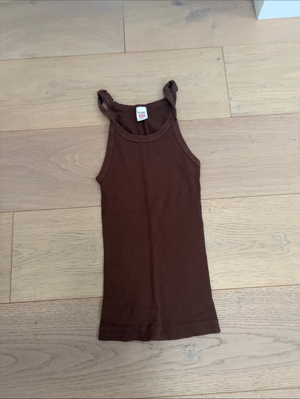 Re/Done Brown Ribbed Tank top
